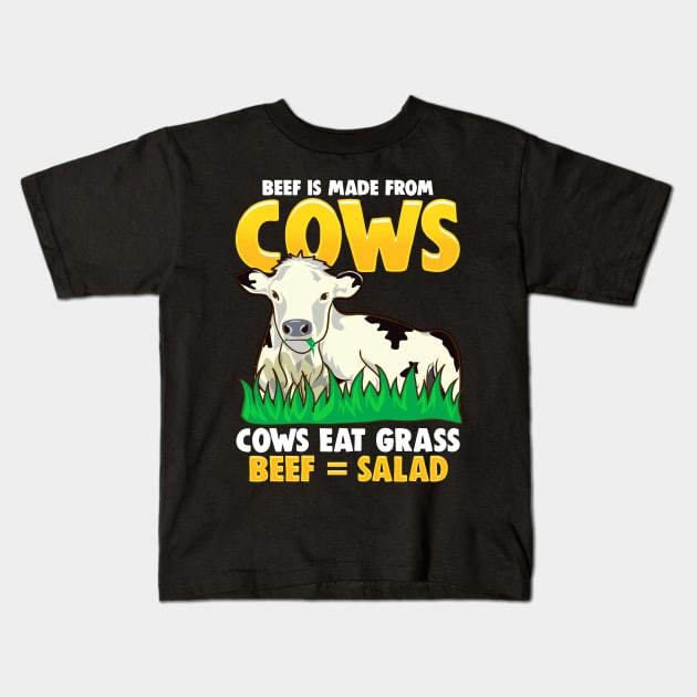 Funny Cows Equal Salad Diet Joke Kids T-Shirt by SoCoolDesigns